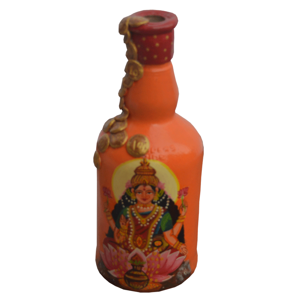 Glass handpainted bottle art – 9inches | Glass handpainted Bottle decor