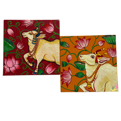 Wooden handpainted coasters on Pichwai painting