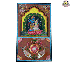 Wooden Hand painted wall hanging mandir and Hand crafted decorative beautiful wall hangings | Wall Decor | Size 15 inches