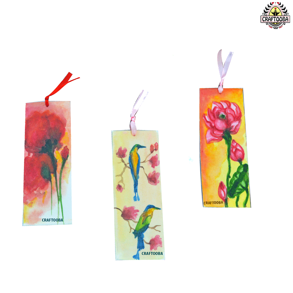 Pack of 3 original hand painted book marks (Laminated hard paper)