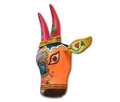 Wooden Hand painted and Hand crafted decorative beautiful Cow head wall hangings | Shrinathji | Size 15inches