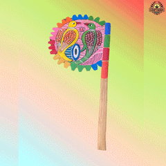 Cane handpainted hatpakha hand fan art – 8.5 inches | Cane handpainted hatpakha hand fan decor