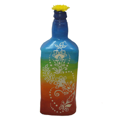 Glass handpainted bottle art – 9.6inches | Glass handpainted Bottle decor