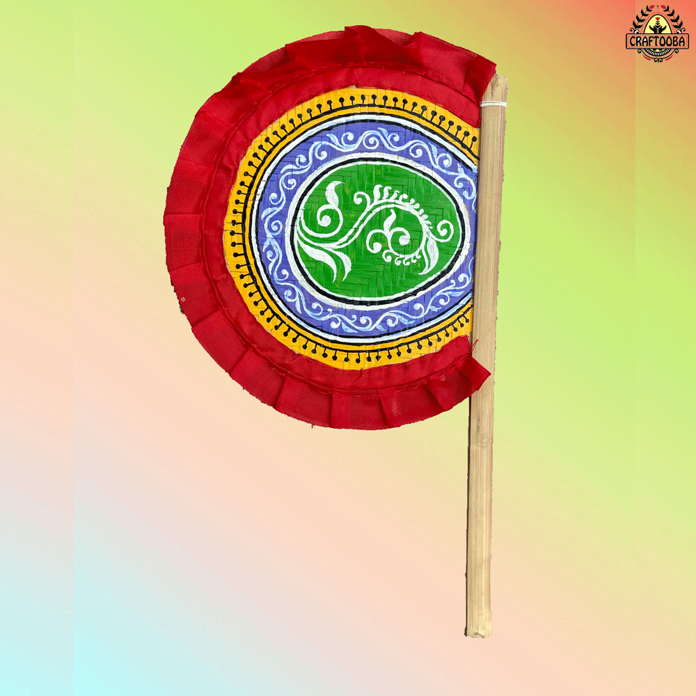 Cane handpainted hatpakha hand fan art – 8.5 inches | Cane handpainted hatpakha hand fan decor