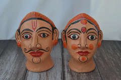 Two Cheriyal masks table top decor | Couple cheriyal mask