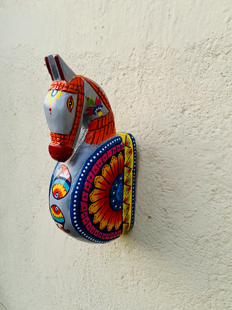 Wooden Hand Painted Horse Face – 9 Inches Ash