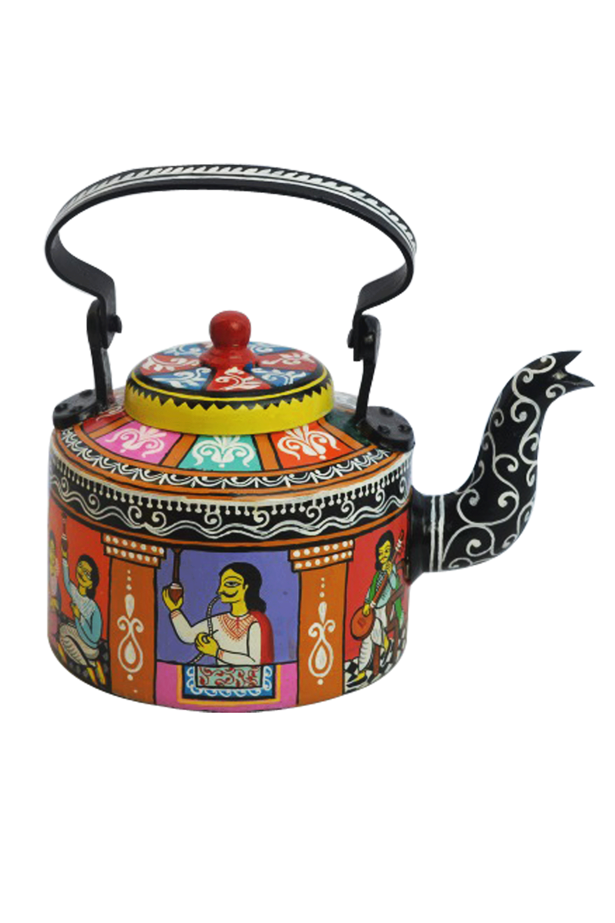 Babu Culture - Kalighat Painting Aluminum Kettle - Extra Large