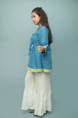 Blue jamdani wrap top or kurti