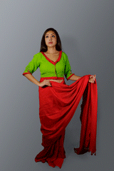 Green Maa Durga Blouse with Kantha Embroidery