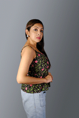 Floral spaghetti crop top | noodle strap crop top |