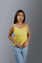 Yellow spaghetti crop top | noodle strap crop top | blouse