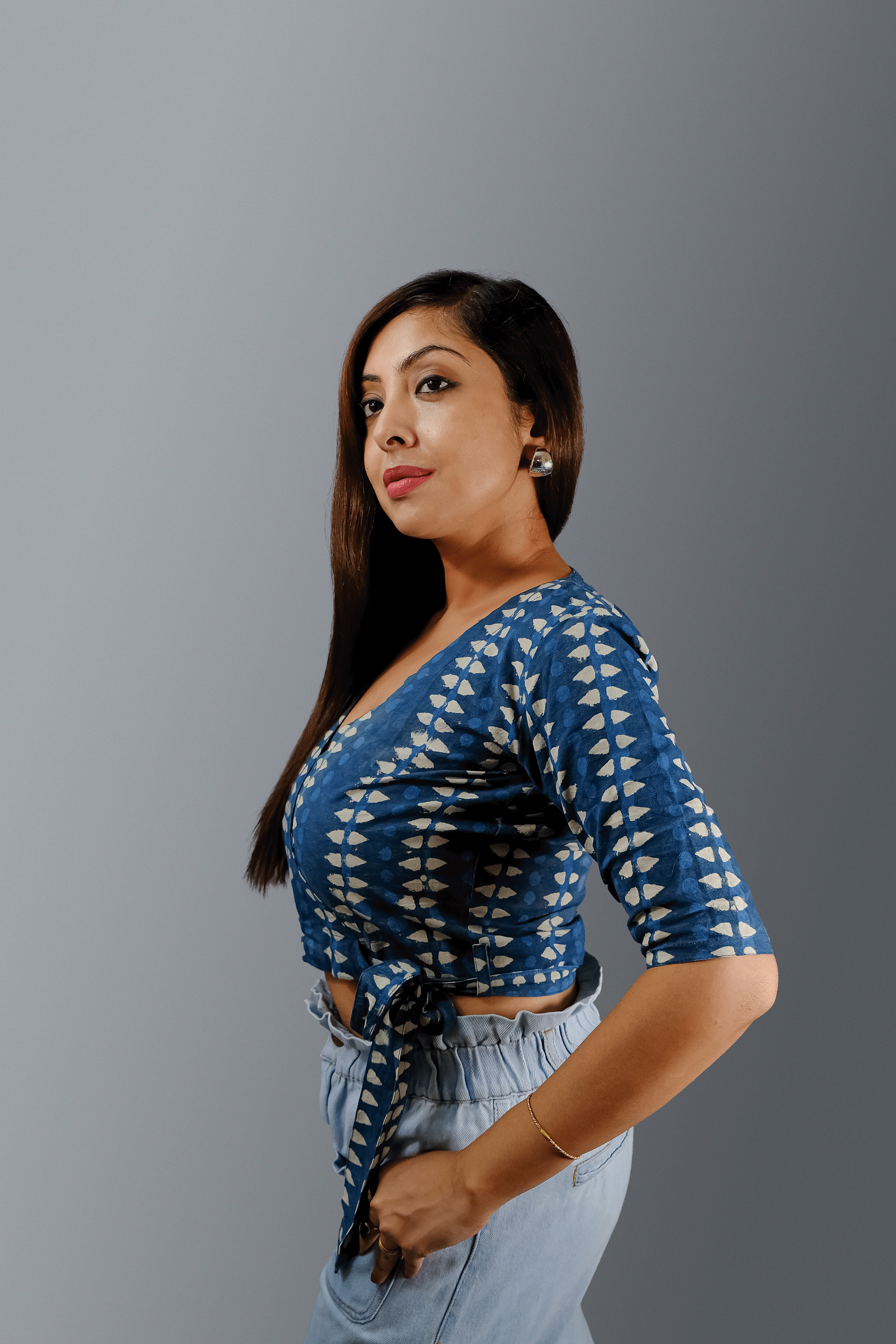 Indigo Hand Block Printed Blouse