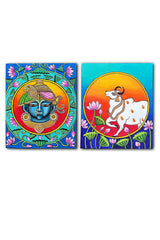 Pichwai Painting on Canvas hand painted -12 inches (Combo of 2)