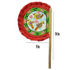 Cane handpainted hatpakha hand fan art – 9 inches | Cane handpainted hatpakha hand fan decor