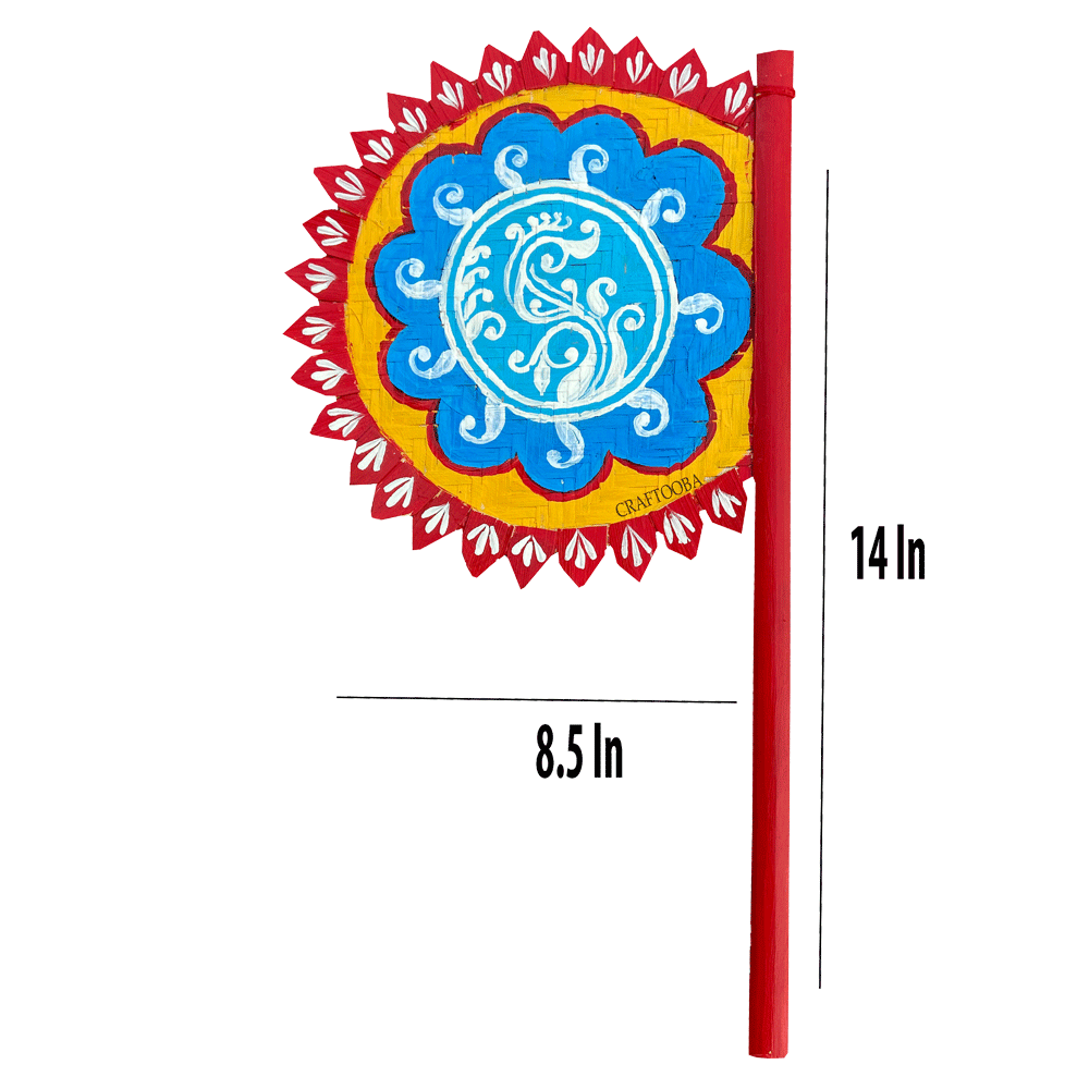 Cane handpainted hatpakha hand fan art – 8.5 inches | Cane handpainted hatpakha hand fan decor