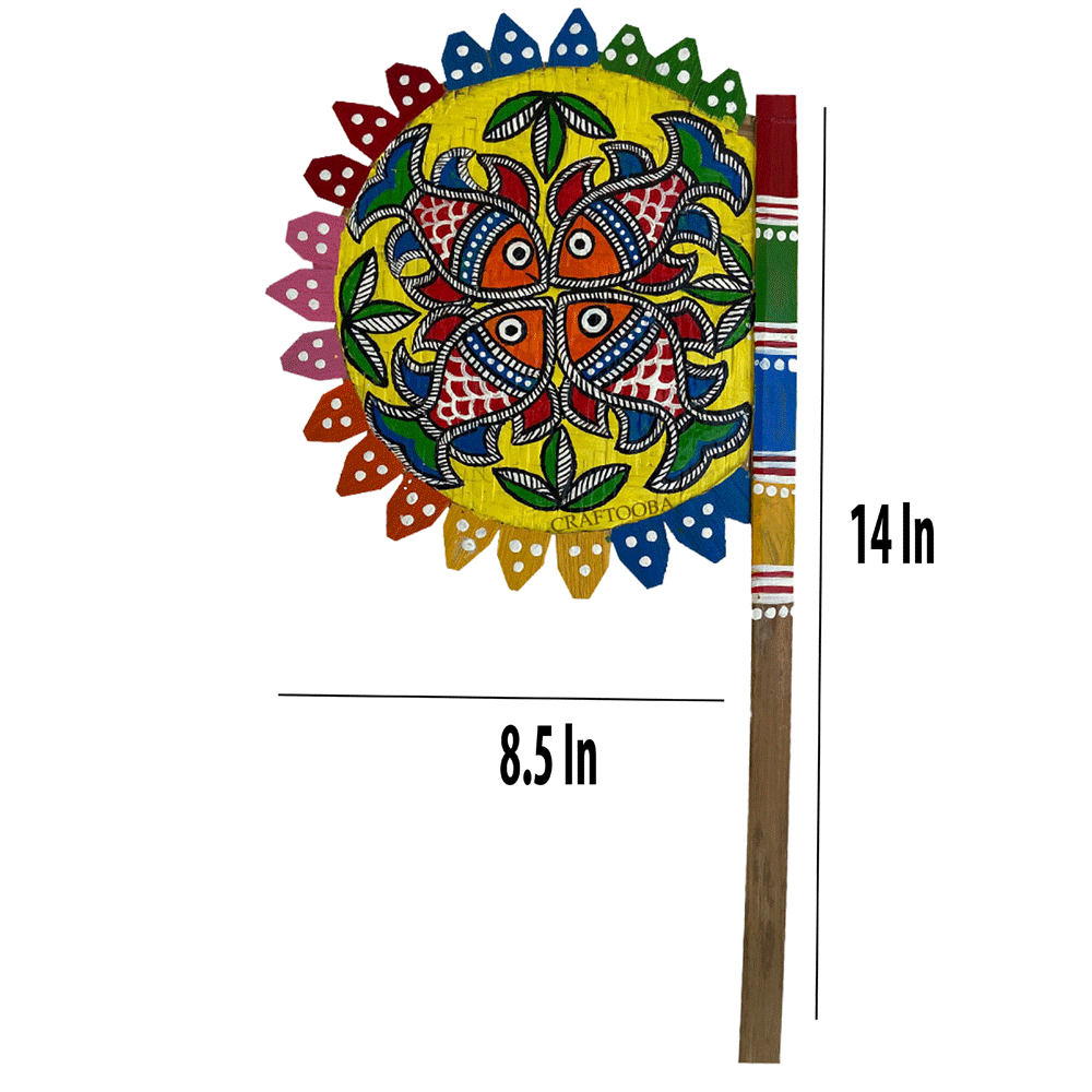 Cane handpainted hatpakha hand fan art – 8.5 inches | Cane handpainted hatpakha hand fan decor