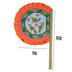 Cane Handpainted Hatpakha Hand Fan Art–9 Inches