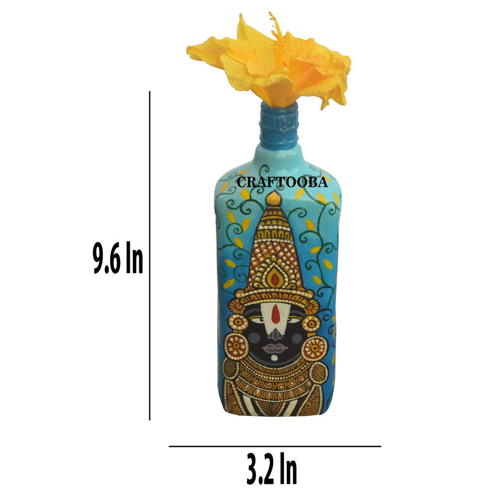 Glass handpainted bottle art – 12 inches | Glass handpainted Bottle decor