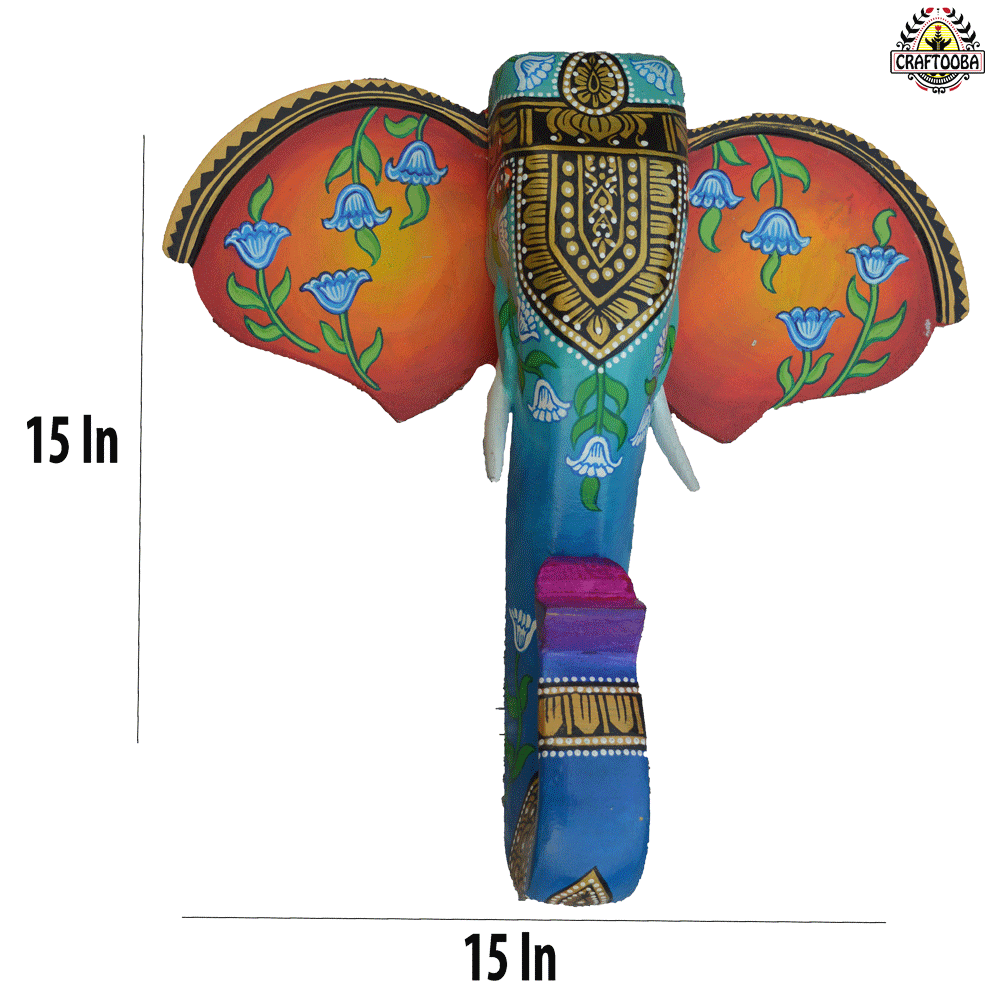 Wooden Handcrafted Elephant Head Wall Hanging