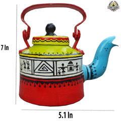 Warli Painting Aluminum Kettle - Medium