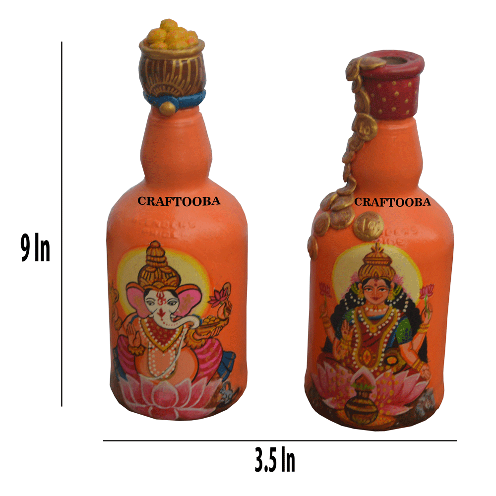 Glass handpainted bottle art – 9inches | Glass handpainted Bottle decor