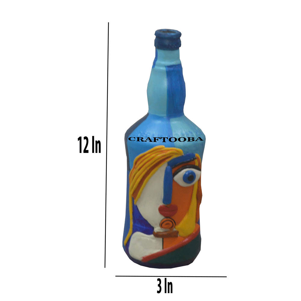 Glass handpainted bottle art – 12inches | Glass handpainted Bottle decor