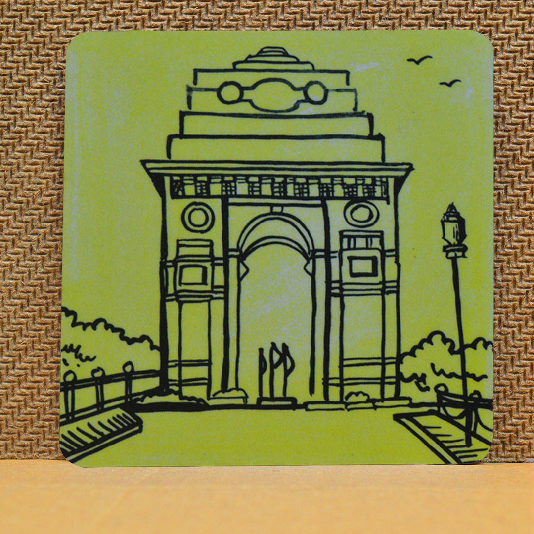 India Gate Inspired Fridge Magnet L- 3.5 Inches, W- 3.5 Inches