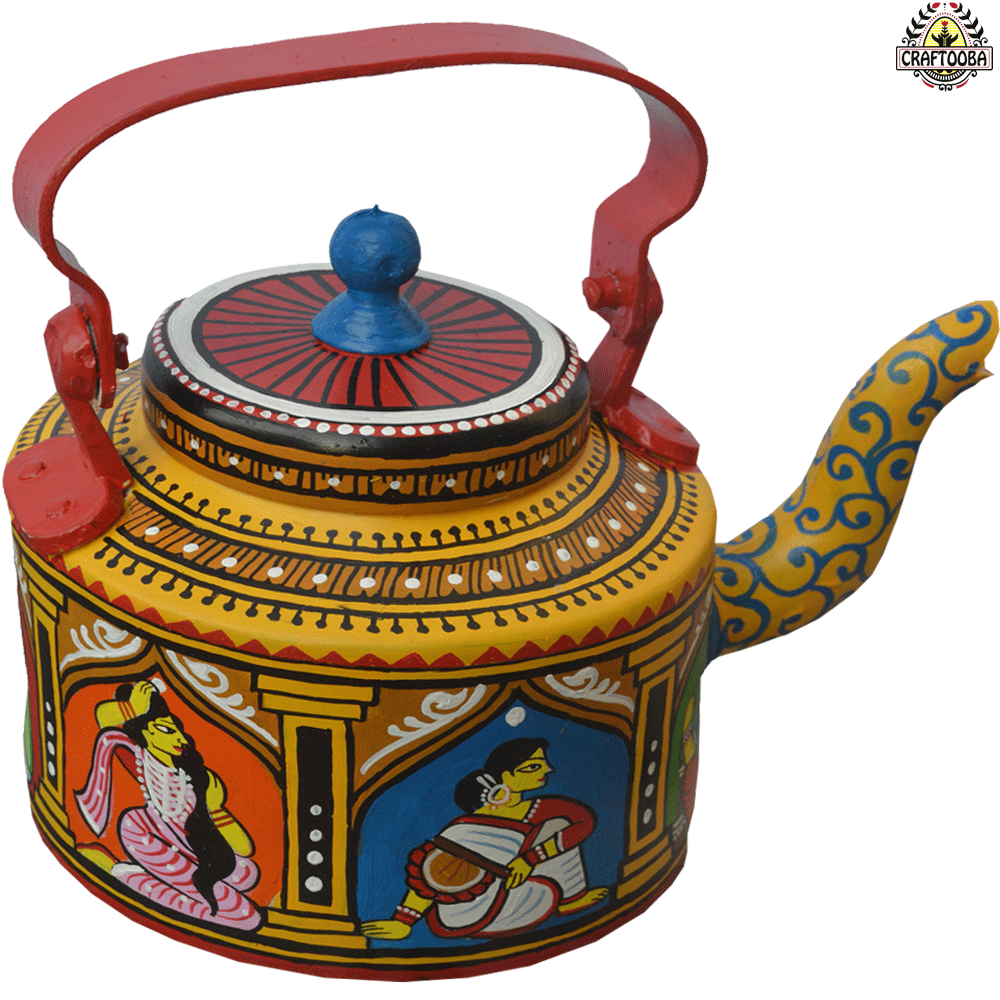 Babu Culture - Kalighat Painting Aluminum Kettle - Medium