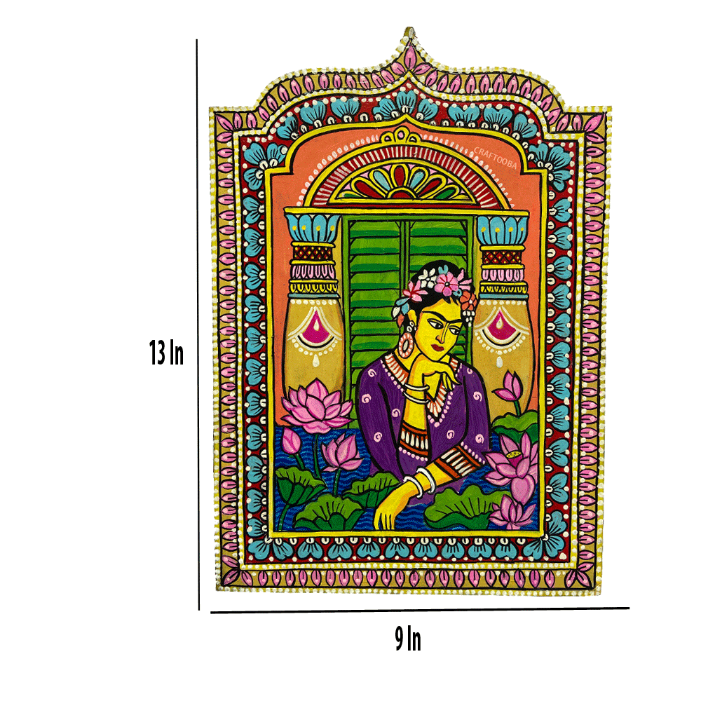 Frida in Indian attire and motifs wall plate | Wall Decor | Size 13 inches