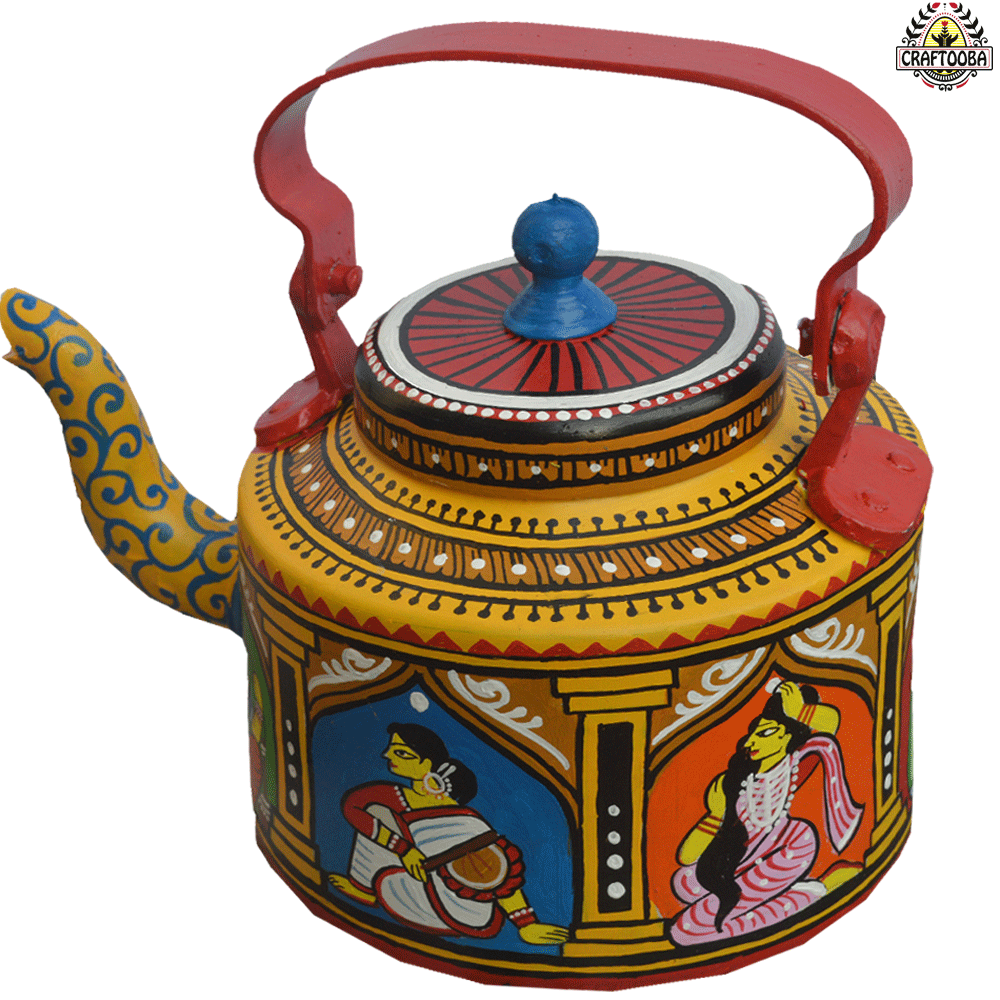 Babu Culture - Kalighat Painting Aluminum Kettle - Medium