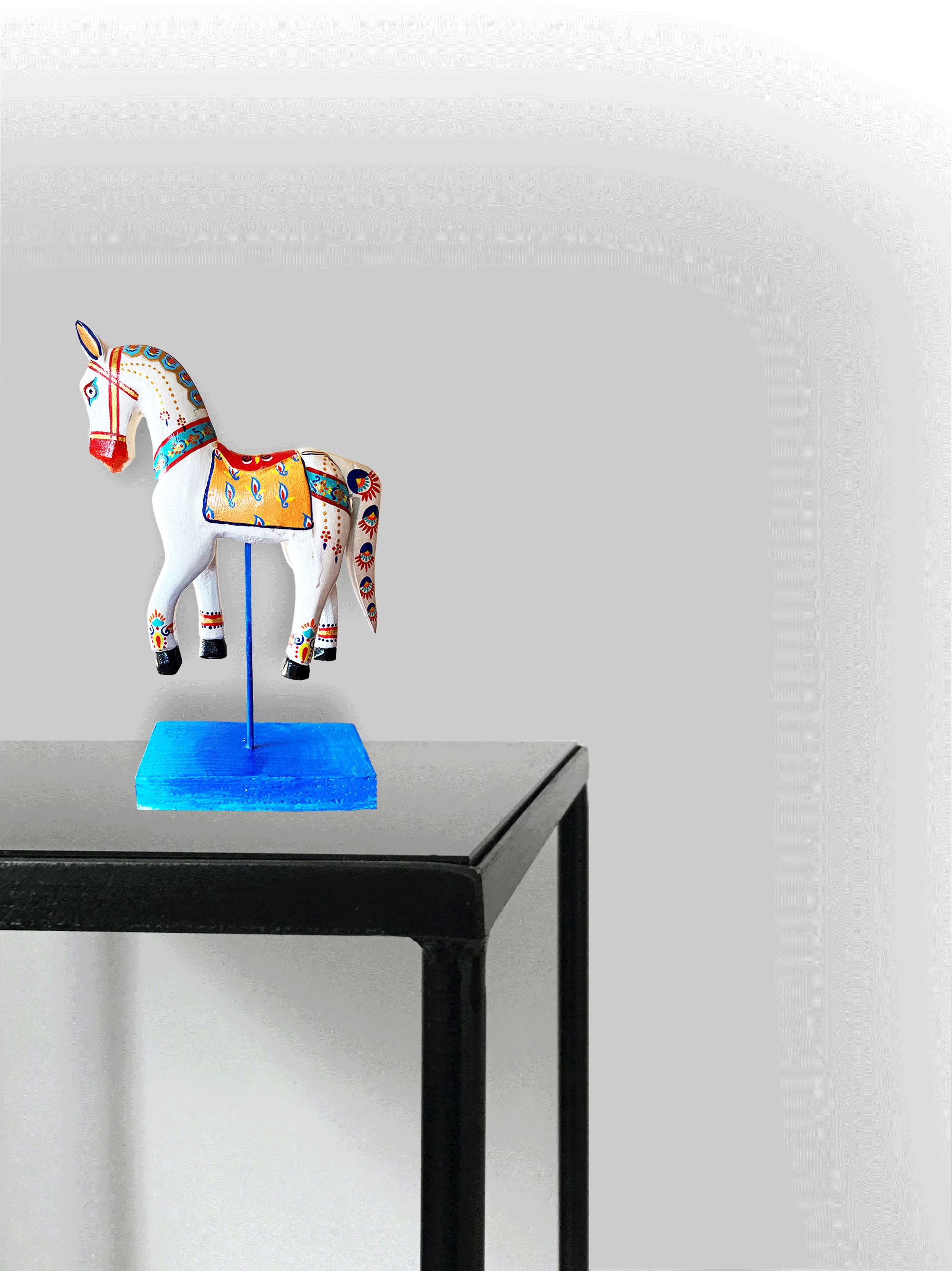 Wooden Hand painted and Hand crafted decorative beautiful Horse Stand table decor 9 inchs