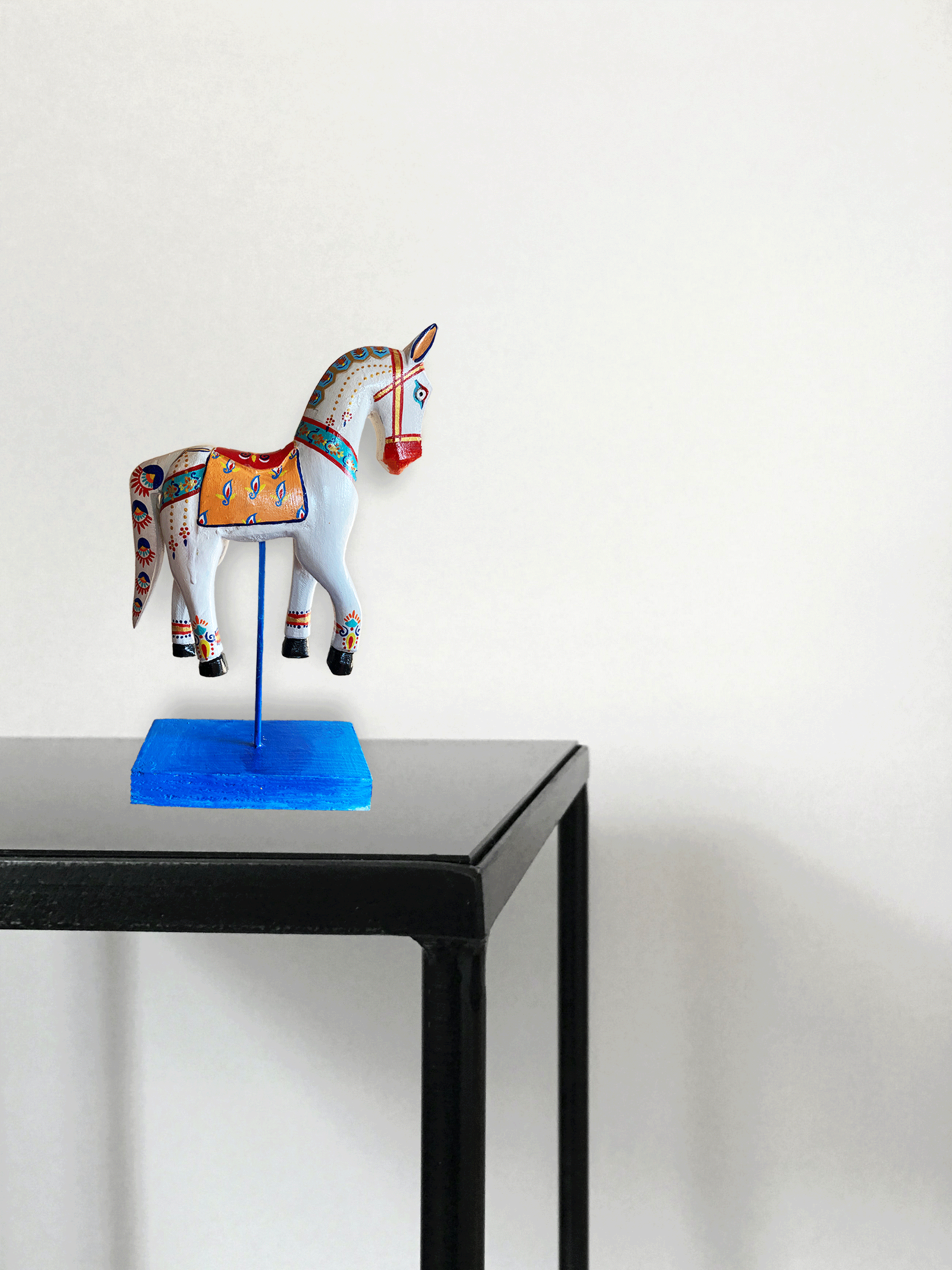 Wooden Hand painted and Hand crafted decorative beautiful Horse Stand table decor 9 inchs